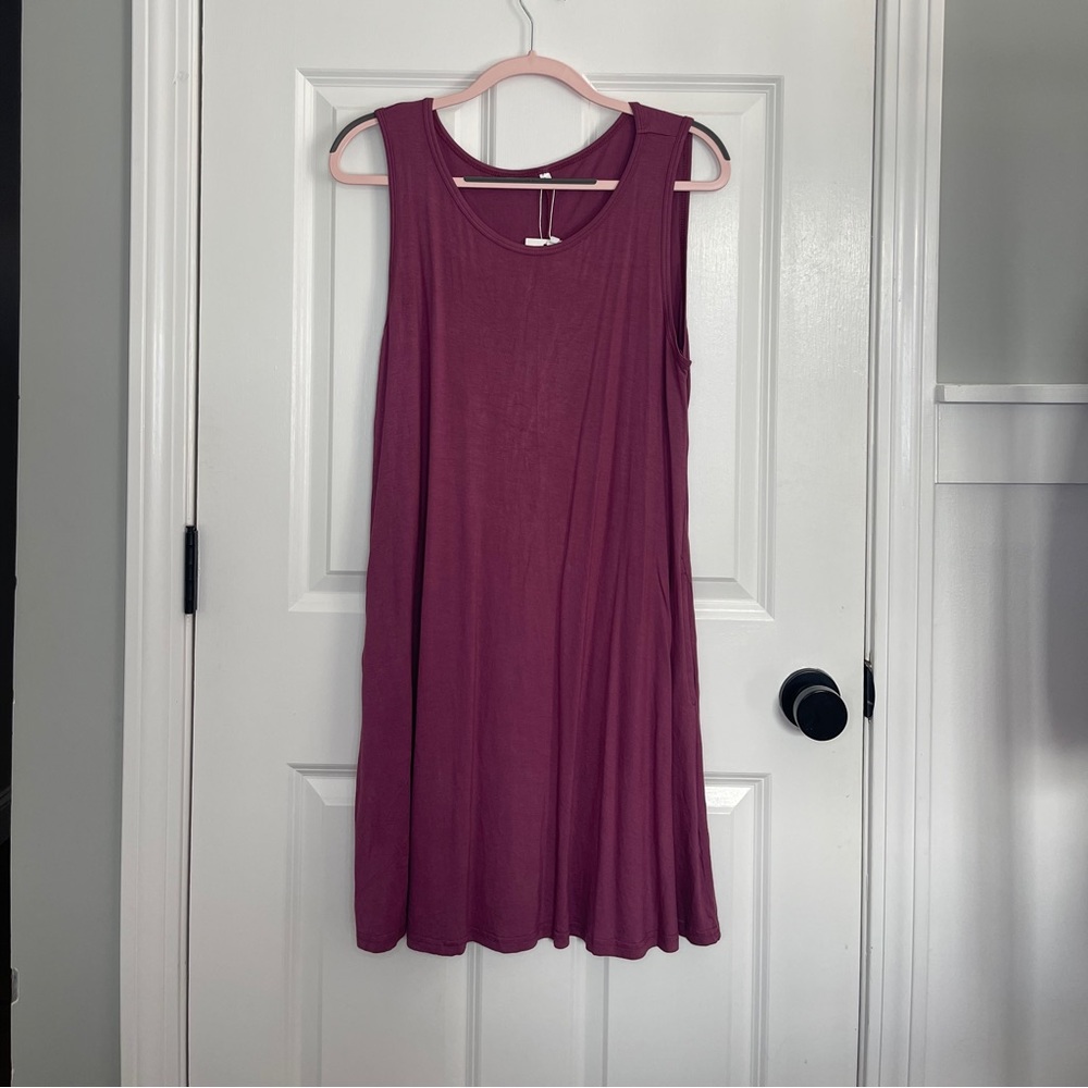 Auselily Sleeveless Purple T-Shirt Dress